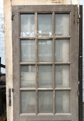 Porte ancienne en bois avec verre perlé