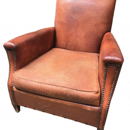 Fauteuil club en cuir vintage