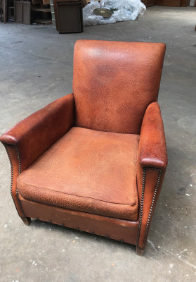 Fauteuil club en cuir vintage