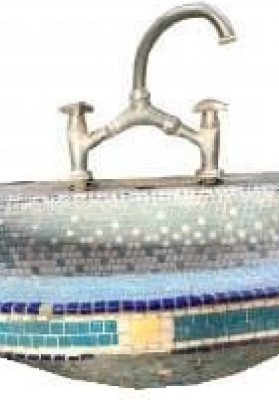 Lavabo mosaïque bleu