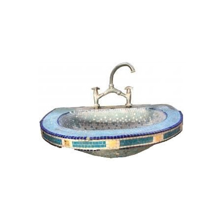 Lavabo mosaïque bleu