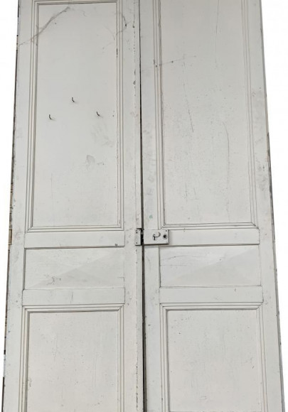 Porte double blanche moulure