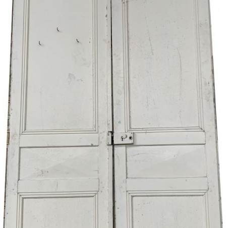 Porte double blanche moulure