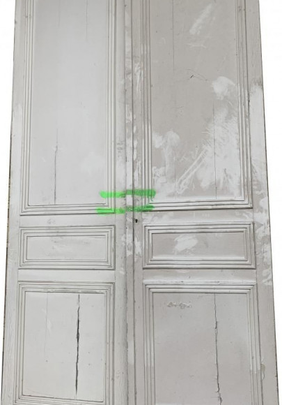 Porte double blanche moulure