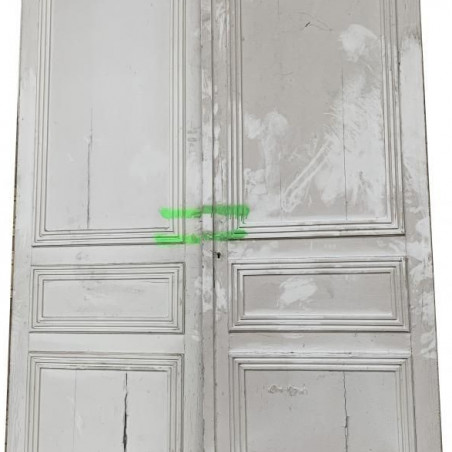 Porte double blanche moulure