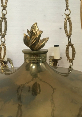 Lustre en bronze de style Empire Luminaire Lustre a palmettes