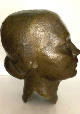 Buste de femme en bronze a patine brune Groupe en bronze "portrait de femme