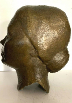 Buste de femme en bronze a patine brune Groupe en bronze "portrait de femme