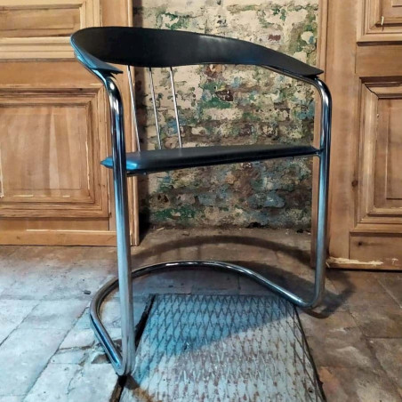 Fauteuil cuir noir et chrome