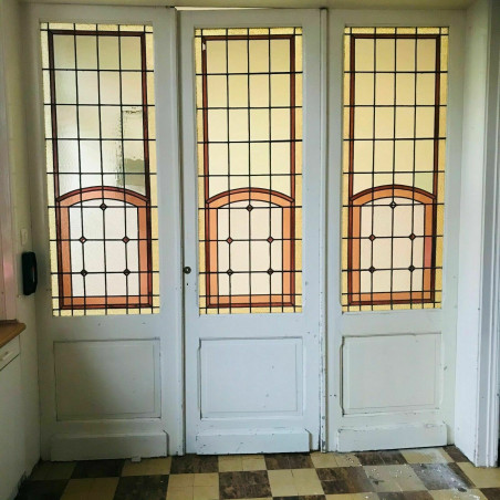 Séparation de trois portes en vitraux Art Déco XX siècle